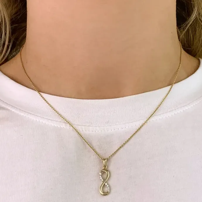 Infinity zirkon vedhæng i 9 karat guld