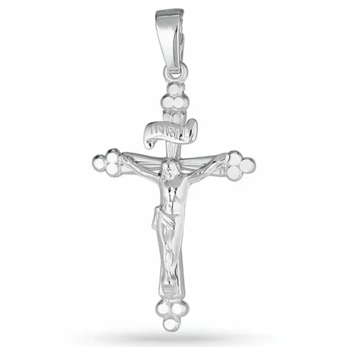 Jesus kors vedhæng i rhodineret sølv