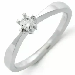 Kampagne - diamant solitairering i 14 karat hvidguld 0,11 ct