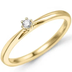 Kampagne - diamant solitairering i 14 karat guld 0,05 ct