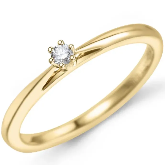 Kampagne - diamant solitairering i 14 karat guld 0,05 ct