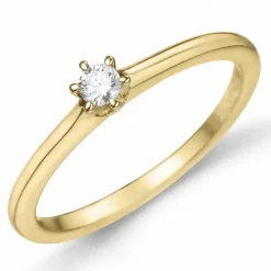 Kampagne - diamant solitairering i 14 karat guld 0,08 ct