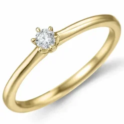 Kampagne - diamant solitairering i 14 karat guld 0,10 ct