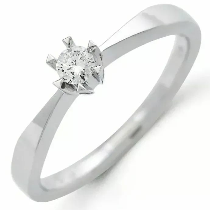 Kampagne - diamant solitairering i 14 karat hvidguld 0,08 ct