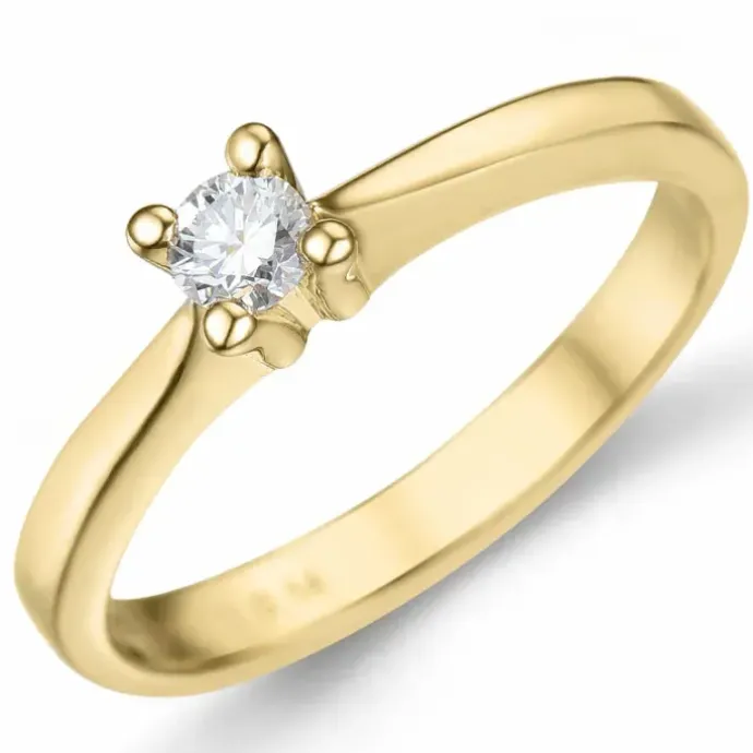 Kampagne - diamant solitairering i 14 karat guld 0,14 ct