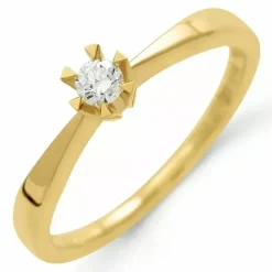 Kampagne - diamant solitairering i 14 karat guld 0,10 ct