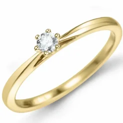 Kampagne - diamant solitairering i 14 karat guld 0,14 ct