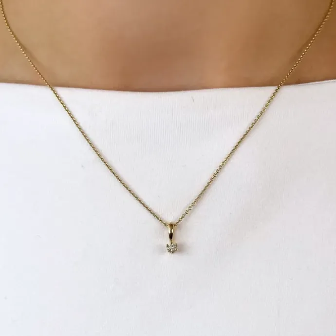 Kampagne - diamant vedhæng i 14 karat guld 0,05 ct