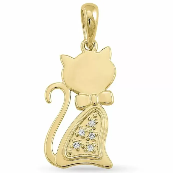 Kat diamantvedhæng i 9 karat guld 0,02 ct