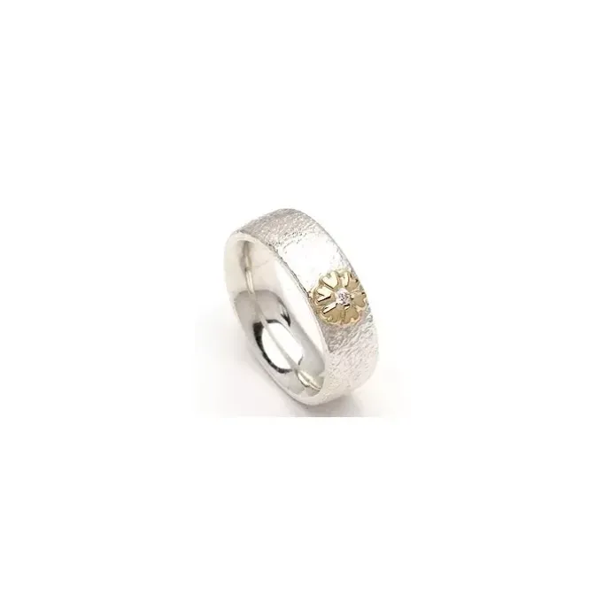 Kollektionsprøve blomster zirkon ring i sølv og alm. guld