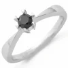 Kollektionsprøve sort solitairering i 14 karat hvidguld 0,21 ct