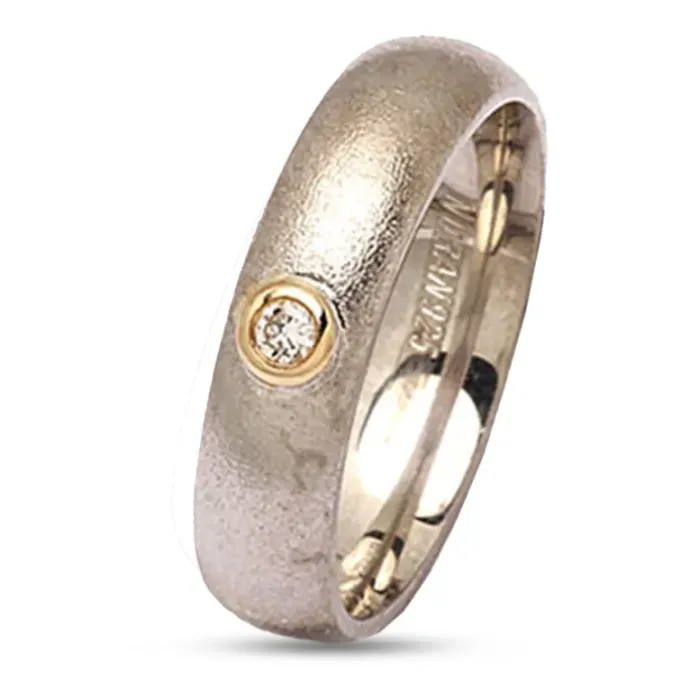 Kollektionsprøve zirkon ring i sølv og alm. guld