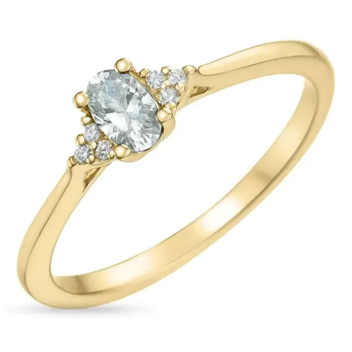 Kollektionsprøve zirkon ring i 9 karat guld