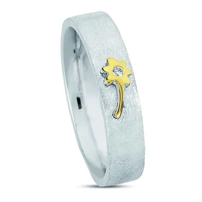 Kollektionsprøve zirkon ring i sølv og alm. guld