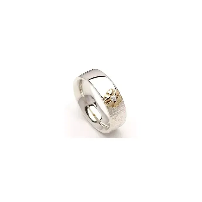 Kollektionsprøve zirkon ring i sølv og alm. guld