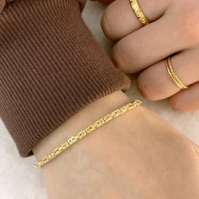 Kongearmbånd i 14 karat guld 18,5 cm x 2,3 mm
