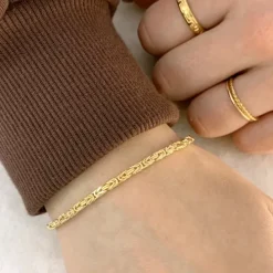 Kongearmbånd i 14 karat guld 21 cm x 2,3 mm