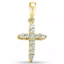 Kors diamant vedhæng i 14 karat guld 0,09 ct