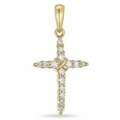 Kors diamant vedhæng i 14 karat guld 0,15 ct