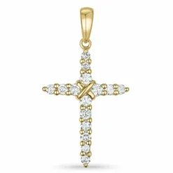 Kors diamant vedhæng i 14 karat guld 0,33 ct