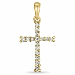 Kors diamant vedhæng i 14 karat guld 0,15 ct
