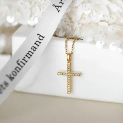 Kors diamant vedhæng i 14 karat guld 0,251 ct