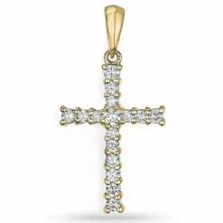 Kors diamantvedhæng i 14 karat guld 0,28 ct