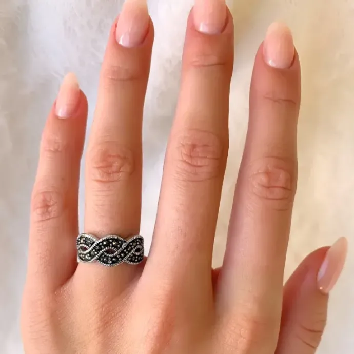 Krystal ring i sølv