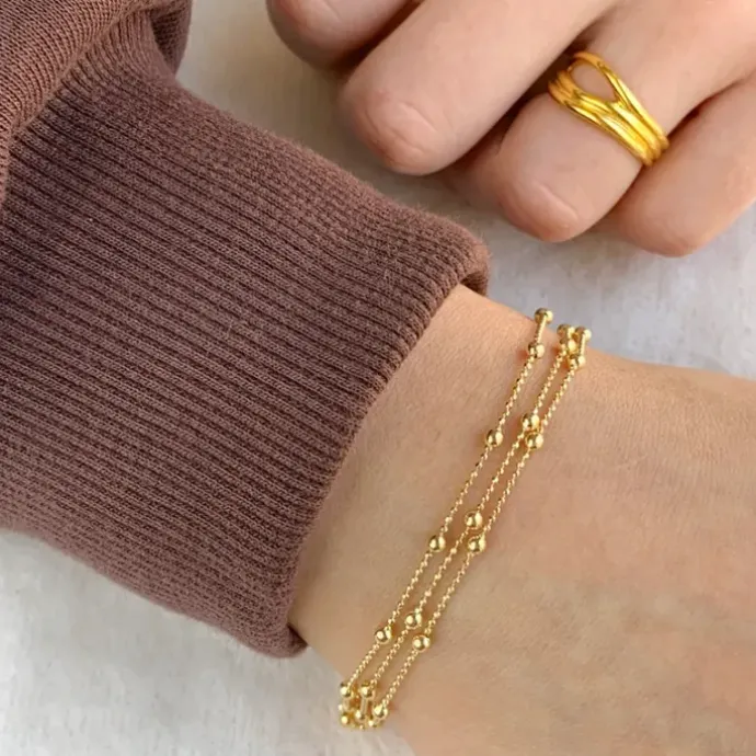 Kugle armbånd i forgyldt sølv x 2,6 mm
