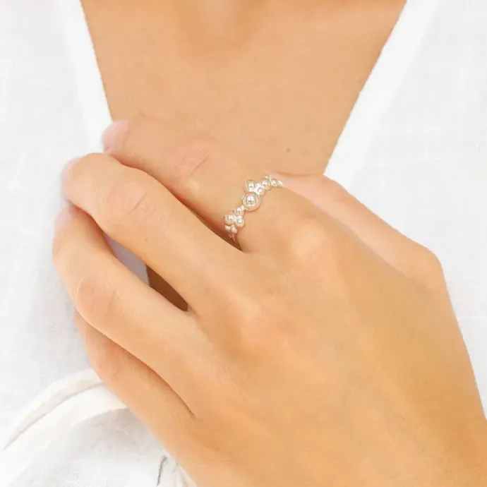 Kugle ring i sølv - Bubbly Pure