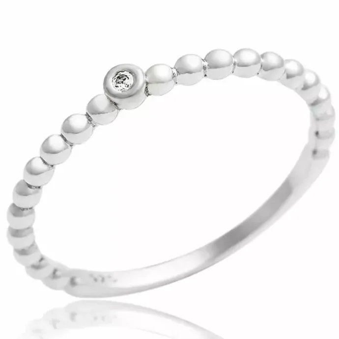 Kugle zirkon ring i sølv