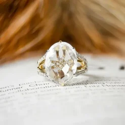 Kvarts diamantring i 14 karat guld.- og hvidguld 0,16 ct 6,00 ct