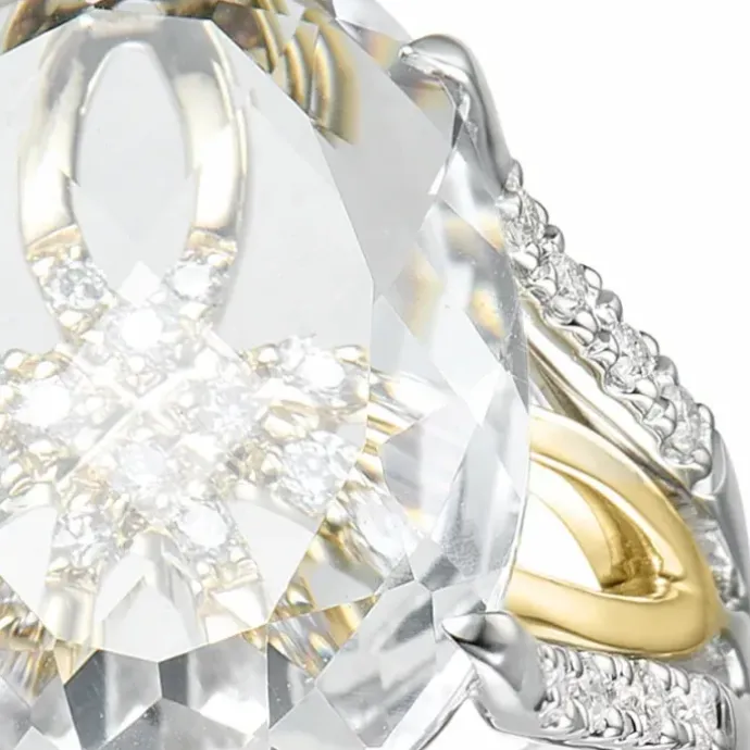Kvarts diamantring i 14 karat guld.- og hvidguld 0,16 ct 6,00 ct