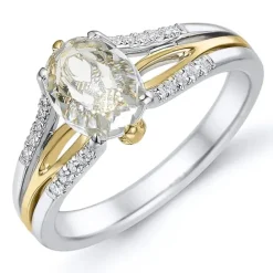 Kvarts diamantring i 14 karat guld.- og hvidguld 0,90 ct 0,12 ct