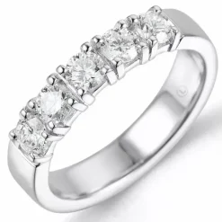 Lab grown diamant ring i 14 karat hvidguld 5 x 0,15 ct
