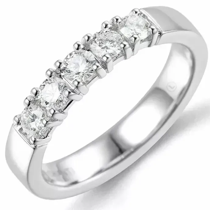 Lab grown diamant ring i 14 karat hvidguld 5 x 0,10 ct