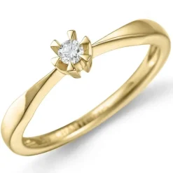 Lab grown diamant solitairering i 14 karat guld 0,05 ct
