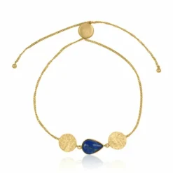 Lapis lazuli armbånd i forgyldt sølv med vedhæng i forgyldt sølv