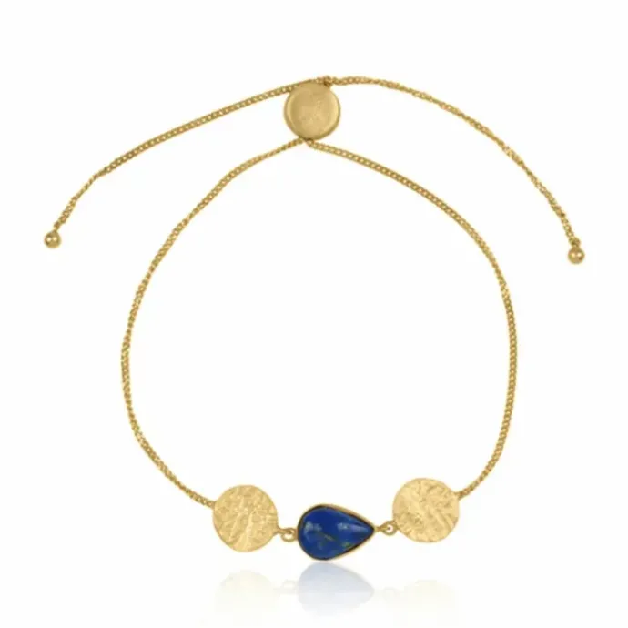 Lapis lazuli armbånd i forgyldt sølv med vedhæng i forgyldt sølv