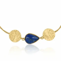 Lapis lazuli armbånd i forgyldt sølv med vedhæng i forgyldt sølv