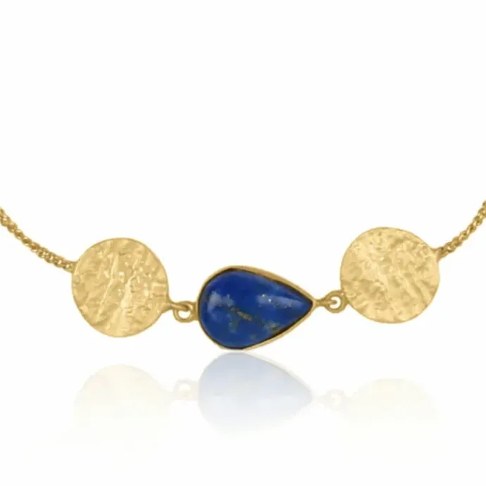 Lapis lazuli armbånd i forgyldt sølv med vedhæng i forgyldt sølv