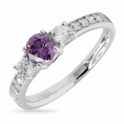 Lilla zirkon ring i rhodineret sølv