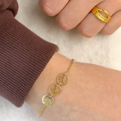 Livets træ armbånd i forgyldt sølv med vedhæng i forgyldt sølv