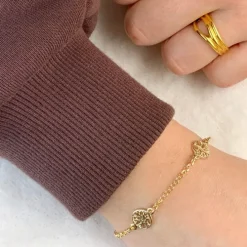 Livets træ armbånd i forgyldt sølv med vedhæng i forgyldt sølv