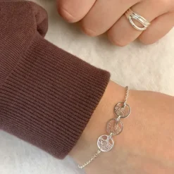 Livets træ armbånd i rhodineret sølv med vedhæng i rhodineret sølv
