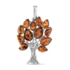 Livets træ rav vedhæng i sølv