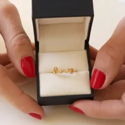 Love ring i forgyldt sølv