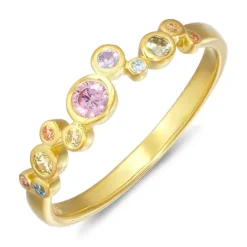 Lyserød zirkon ring i forgyldt sølv - Bubbly Twist