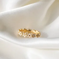 Marguerit ring i forgyldt sølv - Majse