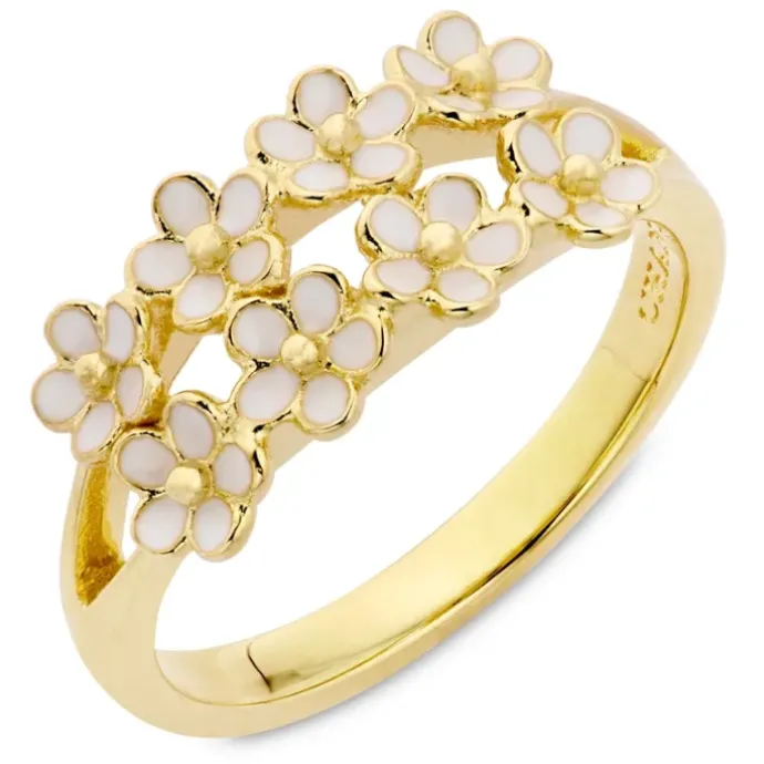 Marguerit ring i forgyldt sølv